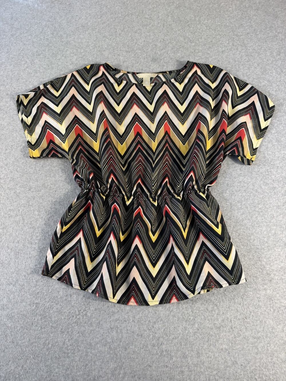 Banana Republic Cinch Waist Top, Geometric Pattern, Size XS